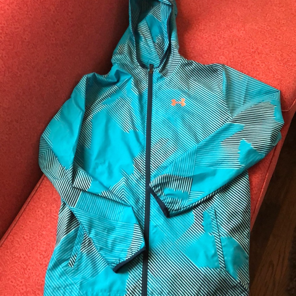 Blue with orange accents Under Armour wind breaker